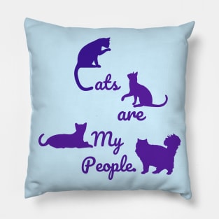 Cats are my People in cursive (blue print) pastel yellow Pillow