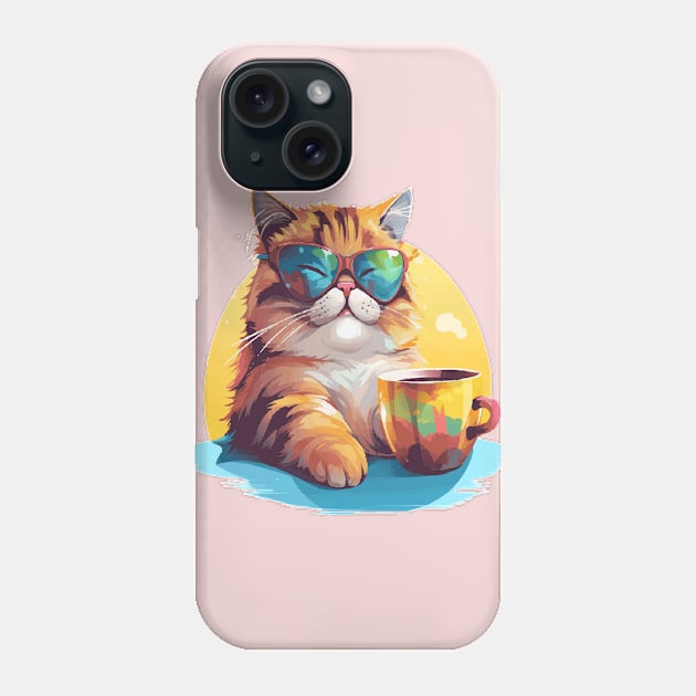 COLORFUL CAT LOVE COFFEE Phone Case by ArtfulDesign