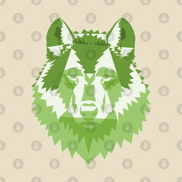 Geometric Green Wolf by Kikabreu