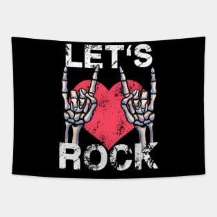 Let's Rock and Roll Music Vintage Distressed Heart Tapestry