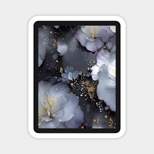 Black and gold flowers Magnet