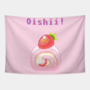 Kawaii Pixel Oishii Dream Dessert ( strawberry & Cream Cakee Roll) Tapestry