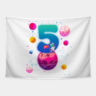 5th Birthday Party Space Lover B-day Gift For Kids Toddler Boys Tapestry