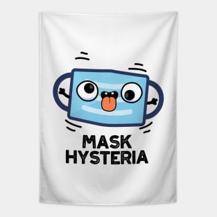 Mask Hysteria Funny Mask Pun Tapestry