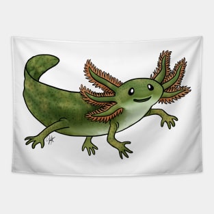 Amphibians - Axolotl - Wild Green Tapestry