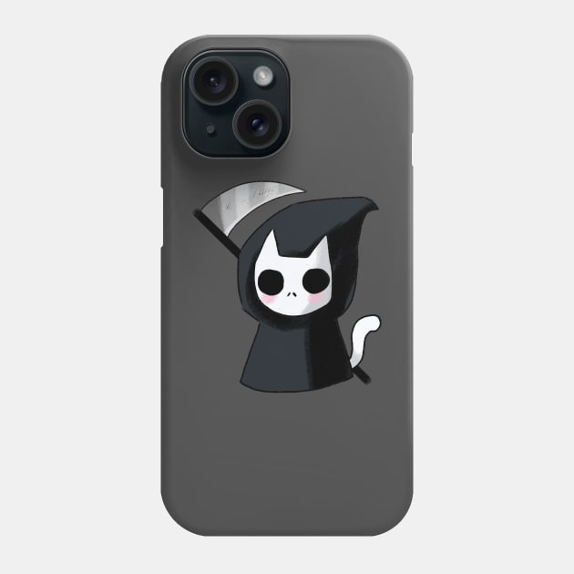 Cute Grim reaper cat Phone Case by Mayarart