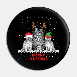 Merry Fluffmas Xmas gift cat lover Pin