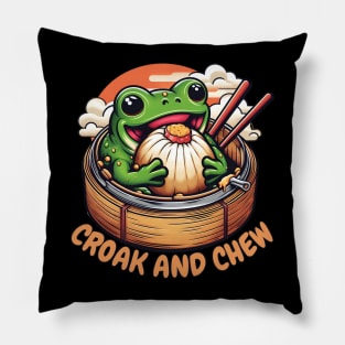 dim sum green frog Pillow