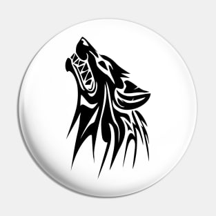 Vector Black and White Wolf Pin