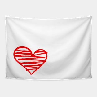 Doodle Red Heart. Love Symbol Tapestry