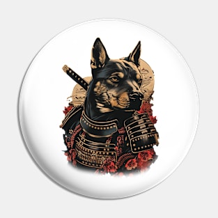 Samurai Pitbull Dog Warrior Pin