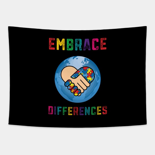 Embrace Differences Autism Awareness Day Month Tapestry by mrsmitful01