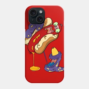 Hungry Monster and Scared Hotdog Cartoon Phone Case