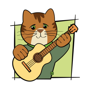 Cat Playing Guitar Music T-Shirt