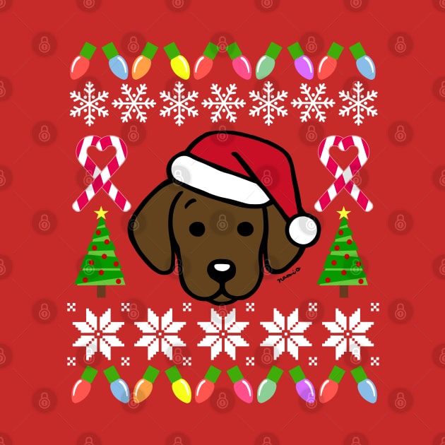 Chocolate Labrador Puppy Santa Festive Pattern by HappyLabradors