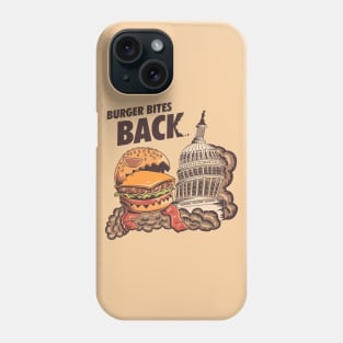 Burger Bites Back Funny Halloween Design (Dark, Brown Text) Phone Case