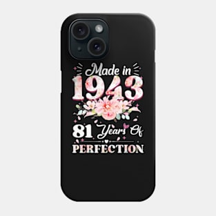 81 Year Old Made In 1943 Floral 81st Birthday Phone Case