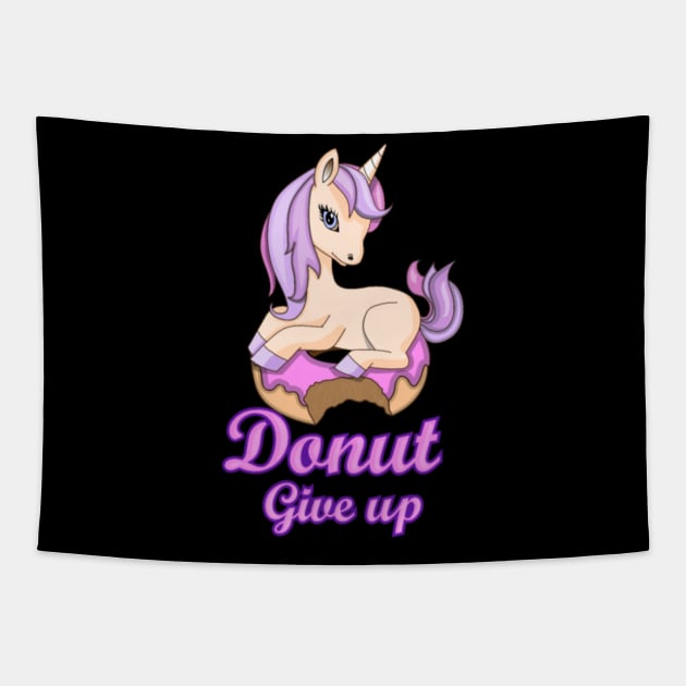 Funny unicorn t-shirt unicorn with donut give up Tapestry by Nulian Sanchez