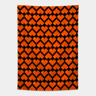 Seamless Pattern of Orange Pixel Hearts Tapestry