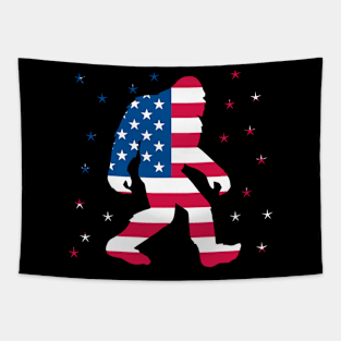 Bigfoot Sasquatch USA Flag Patriot Tapestry