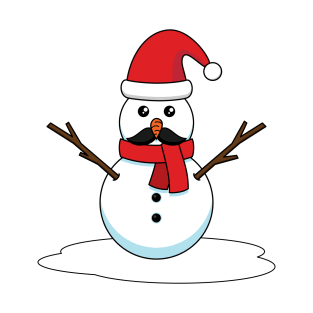 Funny Snowman with Mustache and Carrot T-Shirt