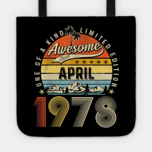 Awesome Since April 1978 Vintage 45th Birthday Tote