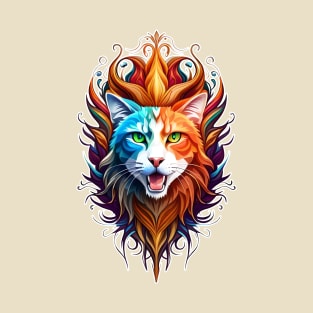 Mainecoon Cats Tribal Color T-Shirt T-Shirt