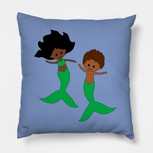 Brother and Sister Mermaids Pillow