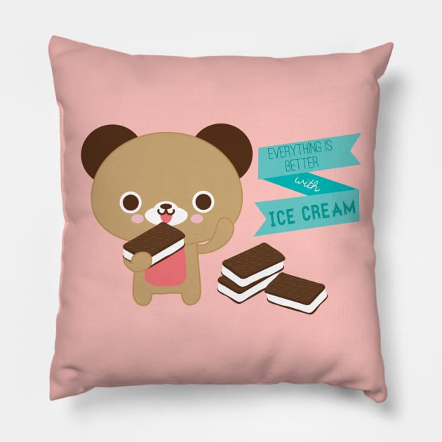 Better with Ice Cream Pillow by BoredInc