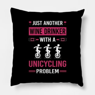 Wine Drinker Unicycling Unicycle Unicyclist Pillow