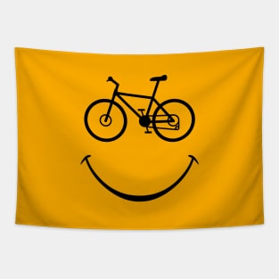 Happy Outdoor Adventure Mountain Trail Bike Smiling Face Tapestry