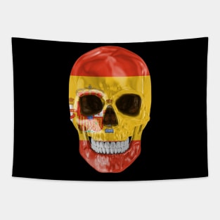 Spain Flag Skull - Gift for Spanish With Roots From Spain Tapestry