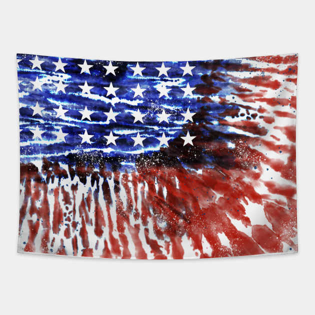 4th of July tie-dye flag Tapestry by TheGypsyGoddess