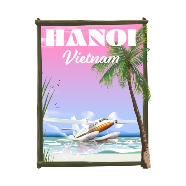 Hanoi Vietnam seaplane travel poster by nickemporium1