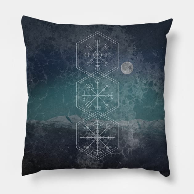 Mountain Runes Pillow by ValhallaDesigns