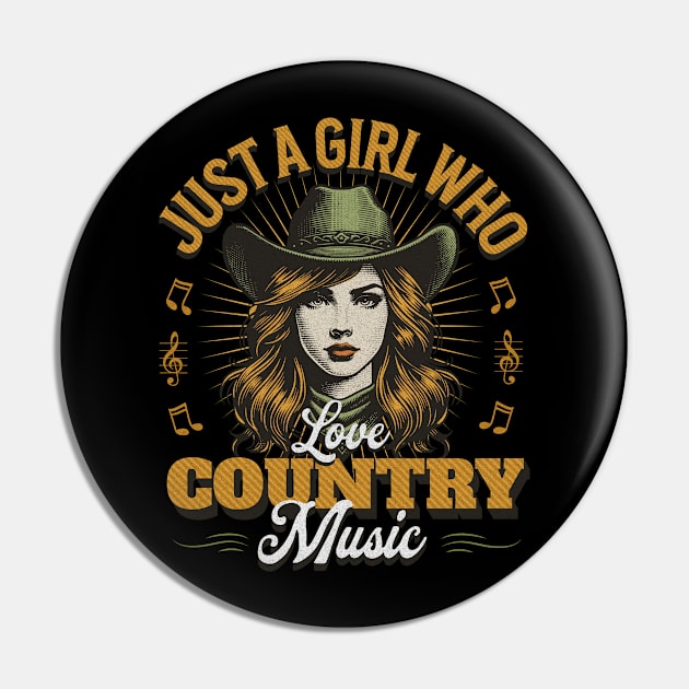 Just A Girl Who Loves Country Music Tee | Country Music Fan & Concert Goer Pin by JJDezigns