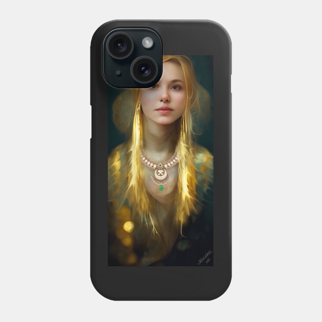 Beautiful Blonde Woman, Abby, in Gold and Gems - Attractive Portrait Phone Case by JediNeil