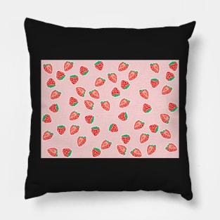 Ditzy Strawberries on Pink Pillow