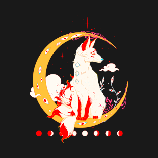 Kitsune Fox, Japanese Mythology, Japanese Style Art With Cherry Blossom T-Shirt