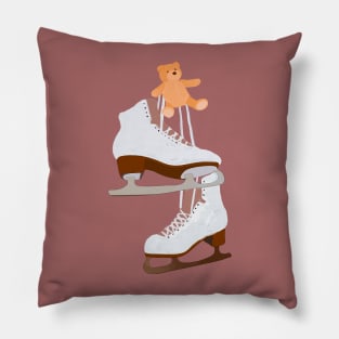 Winter Ice Skating Christmas Cute Drawing Pillow