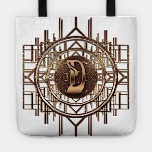 d letter initials design in antique golden vintage style Tote