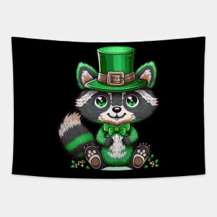 Raccoon Leprechaun Funny Raccoon Lover Shamrock St Patrick's Day Tapestry