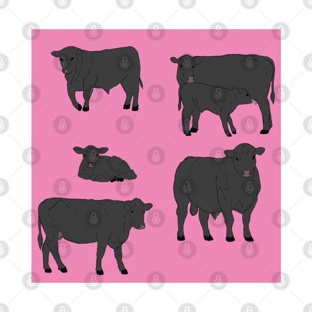 Angus Cattle Pattern Pink by TrapperWeasel