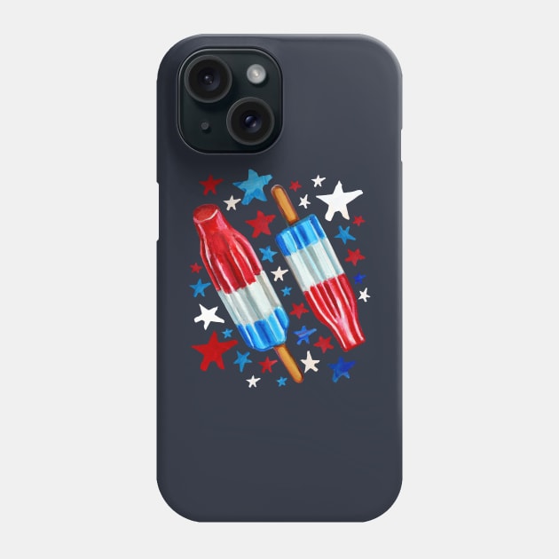 Patriotic Rocket Pop and Stars Pattern Phone Case by RobertPhelpsArt