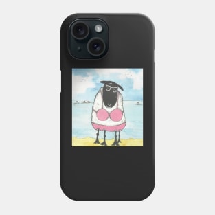 Sheep, at the beach. Phone Case