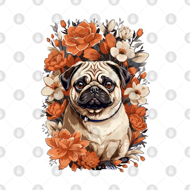 Pug in Bloom by famatrix