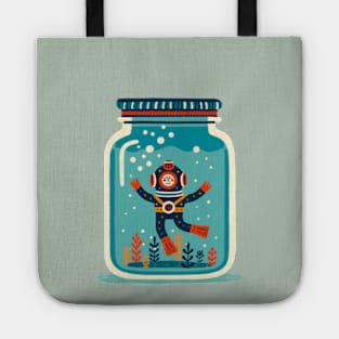 Aquatic Explorer in a Jar - Nautical Adventure Illustration Tote