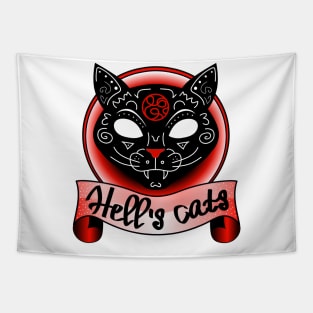 Black witch demonic cat Tapestry