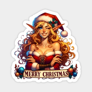 Merry Christmas - Beautiful Santa's Elf Girl - Fantasy Christmas Magnet