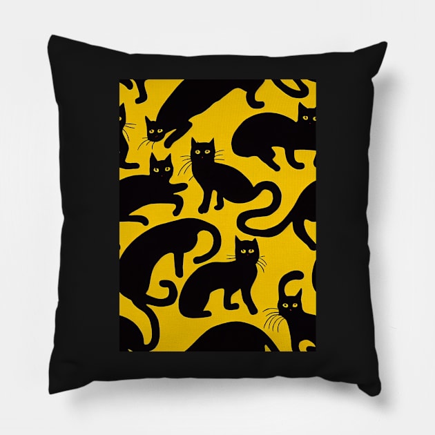 Black Cats for Cat lovers. Perfect gift for National Black Cat Day #13 Pillow by Endless-Designs